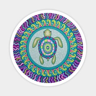 Psychedelic Turtle Mandala Magnet